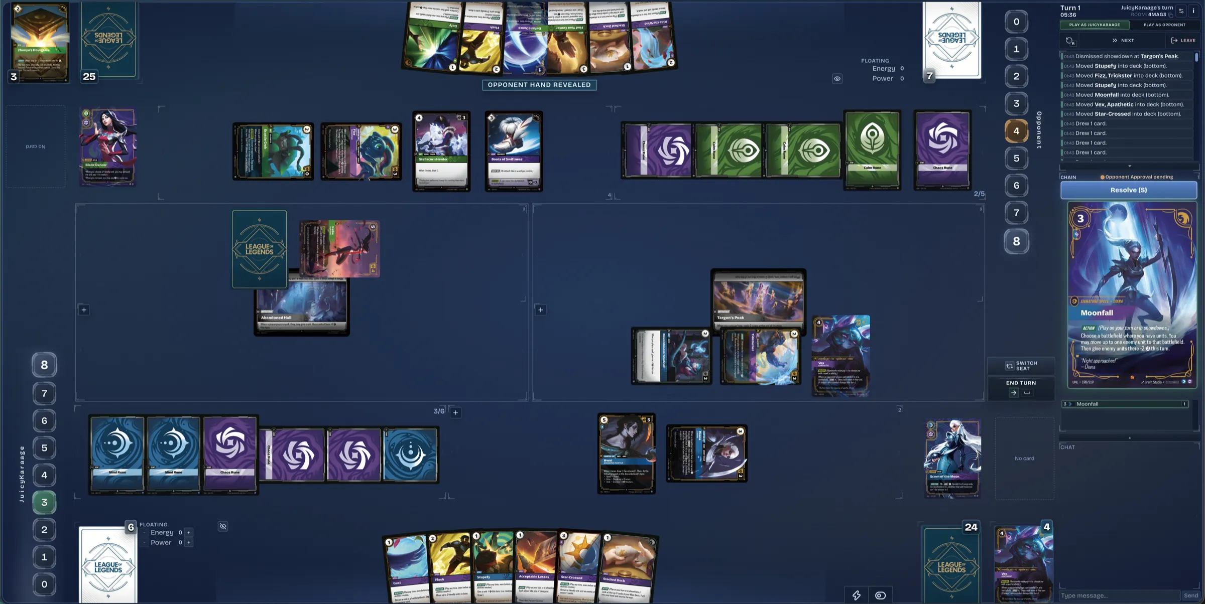 A Rift Atlas card game board as it appears on a Twitch stream